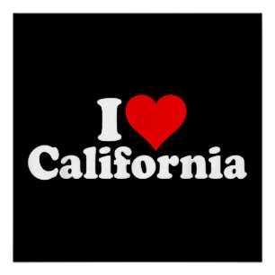 POSTER JE T'AIME CALIFORNIE CALI ÉTAT COEUR