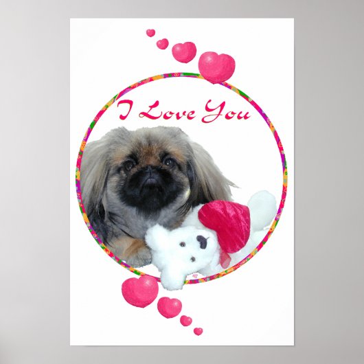 Poster Je t'aime chiot Pékinois (Devant)