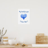 Poster Je t'aime Coeur Bleu mignon Saint Valentin (Cuisine)