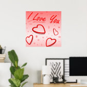 POSTER "JE T'AIME" COEURS (Bureau à domicile)