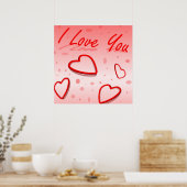 POSTER "JE T'AIME" COEURS (Cuisine)