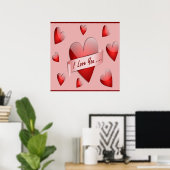 POSTER "JE T'AIME" COEURS DE VALENTINE (Bureau à domicile)