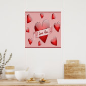 POSTER "JE T'AIME" COEURS DE VALENTINE (Cuisine)