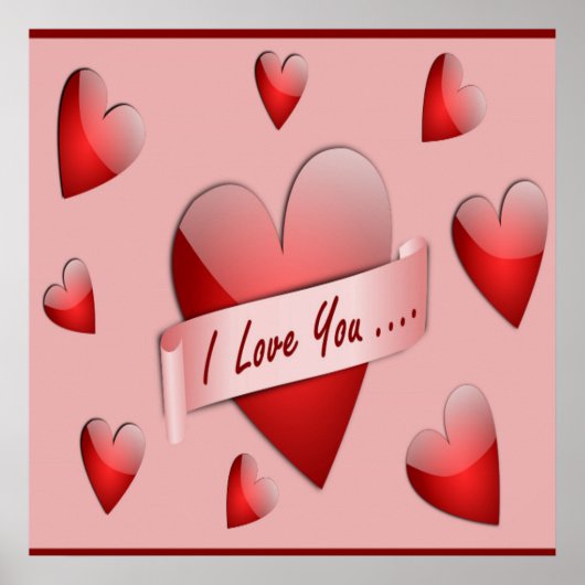 POSTER "JE T'AIME" COEURS DE VALENTINE (Devant)