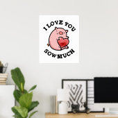Poster Je T'Aime Coudre Beaucoup Drôle Pun De Cochon (Bureau à domicile)