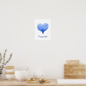 Poster Je t'aime Cute Blue Heart Valentine (Cuisine)