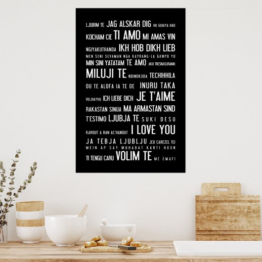 Poster "Je t'aime" dans différentes langues (Cuisine)