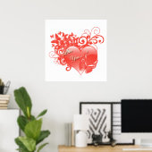 POSTER JE T'AIME DANS LE COEUR ROUGE (Bureau à domicile)
