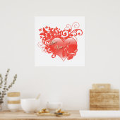POSTER JE T'AIME DANS LE COEUR ROUGE (Cuisine)