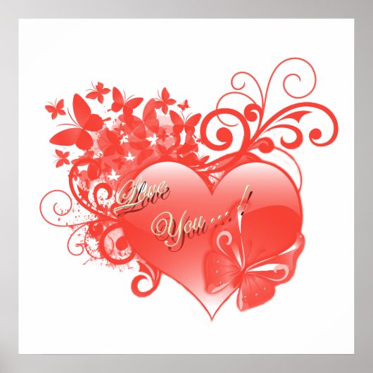 POSTER JE T'AIME DANS LE COEUR ROUGE (Devant)