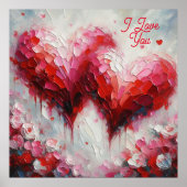 Poster Je T'Aime Deux Coeurs Abstraits Peindre Valentine (Devant)