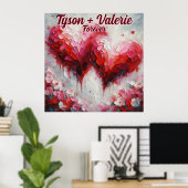 Poster Je t'aime deux coeurs Abstraits Personnalisés (Bureau à domicile)