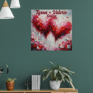Poster Je t'aime deux coeurs Abstraits Personnalisés