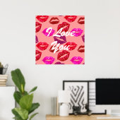 Poster Je T'Aime Fille Motif de baiser (Bureau à domicile)