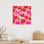 Poster Je T'Aime Fille Motif de baiser (Cuisine)