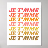 Poster Je T'aime français dire la typographie rétro (Devant)