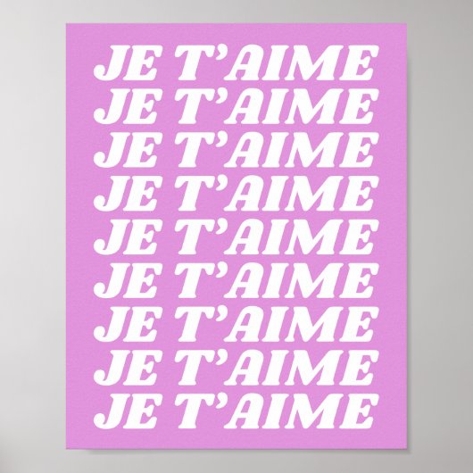 Poster Je t'aime | Français Je t'aime | Rose violet migno (Devant)