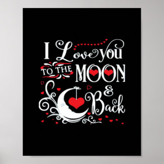 Poster Je t'aime jusqu'à la lune et retour Cadeau romanti