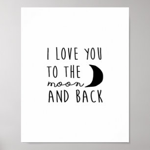 Poster Je t'aime jusqu'à la lune et retour Cœur sincère M