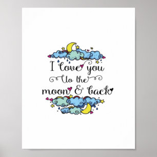 Poster Je t'aime jusqu'à la lune et retour Douce Élégante
