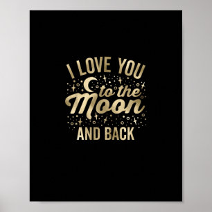 Poster Je t'aime jusqu'à la lune et retour Vintage Stars