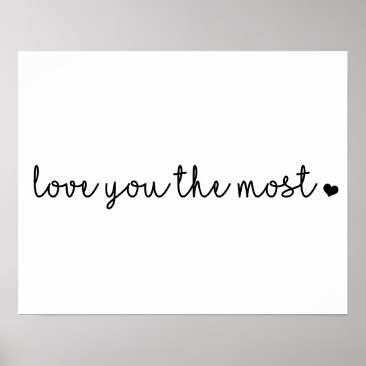 Poster je t'aime le plus avec cœur simple moderne (Devant)
