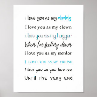 Poster Je t'aime papa, Fête des pères, Anniversaire
