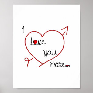 Poster Je t'aime plus avec un grand cœur de style romanti