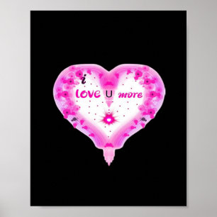 Poster Je t'aime plus cœur rose romantique