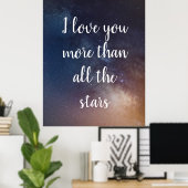 Poster JE T'AIME PLUS QUE TOUTES LES Citations D'ÉTOILES (Bureau à domicile)