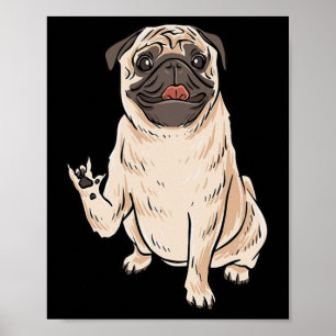 Poster Je t'aime PUG CHIEN ASL geste de la main Sourds Pe