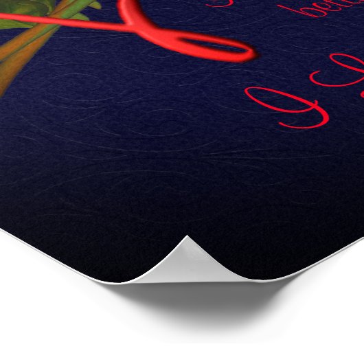 Poster Je t'aime Roses rouges Coeur élégant Personnalisé (Coin)