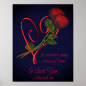 Poster Je t'aime Roses rouges Coeur élégant Personnalisé (Devant)