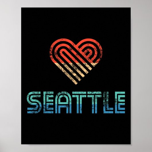 Poster Je t'aime Seattle Distressed Vacances Cadeau de Fê (Devant)