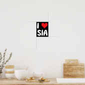 Poster Je t'aime Sia - Cœur (Cuisine)