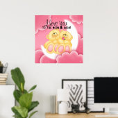 Poster Je t'aime sur la lune et l'affiche du dos (Bureau à domicile)