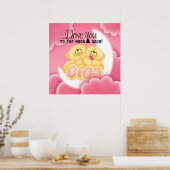 Poster Je t'aime sur la lune et l'affiche du dos (Cuisine)