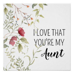 Poster Je t'aime, tu es ma tante Fleur cadeau
