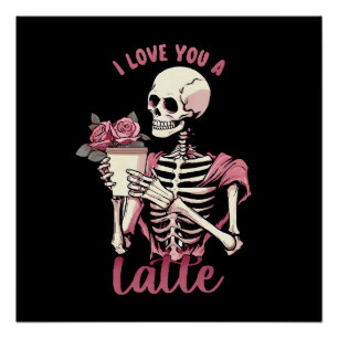 Poster Je t'aime un squelette de la Saint-Valentin