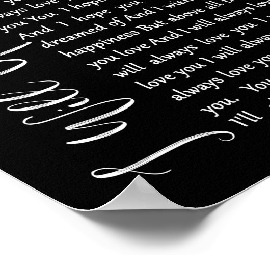 Poster Je T'Aimerai Toujours Chanson De Script Noir Lyriq (Coin)