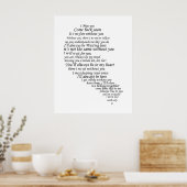 Poster Je te manque du texte en demi-coeur (Cuisine)