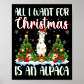 Poster Je Veux Pour Noël Est Un Alpaca Lumières Arbre (Devant)