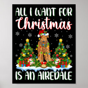 Poster Je Veux Pour Noël Est Un Chien Airedale Terrier Xm