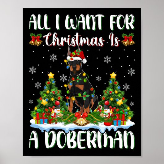 Poster Je Veux Pour Noël Est Un Chien Doberman Xmas Tree  (Devant)