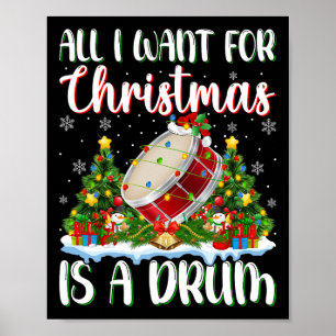 Poster Je Veux Pour Noël Est Un Tambour Lumières Arbre