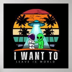 Poster Je veux quitter ce monde Alien Vintage Sunset