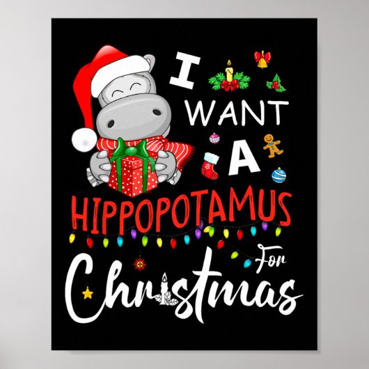 Poster Je Veux Un Hippopotame Pour Le Pajamas De Noël Pèr (Devant)