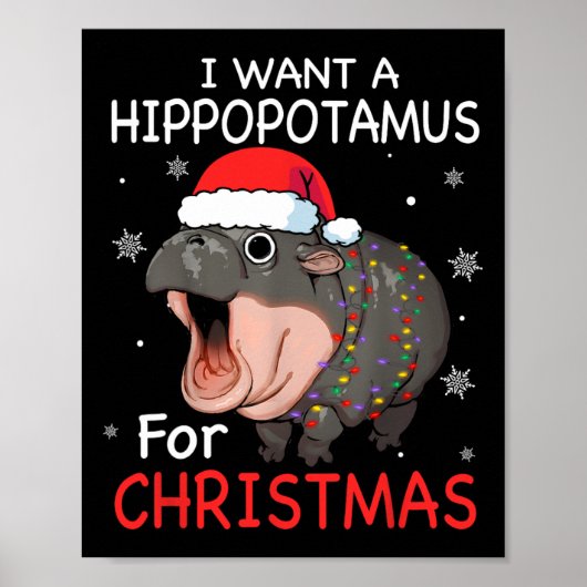 Poster Je Veux Un Hippopotame Pour Noël Hippo De Noël Pou (Devant)