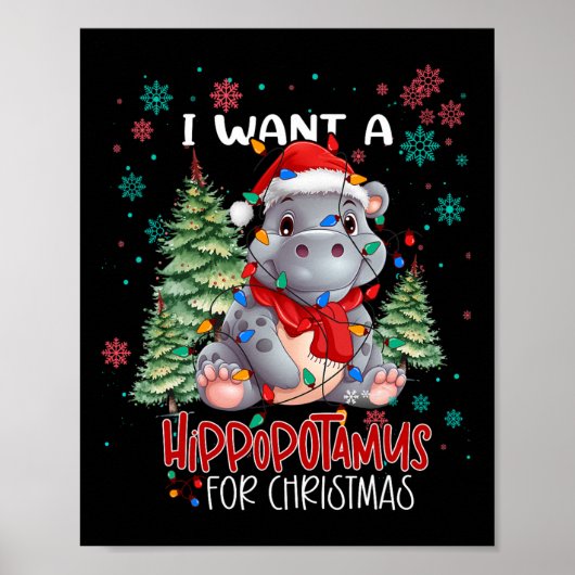 Poster Je Veux Un Hippopotame Pour Noël Hippo De Noël Pou (Devant)