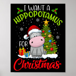 Poster Je Veux Un Hippopotame Pour Noël Hippo De Noël Pou